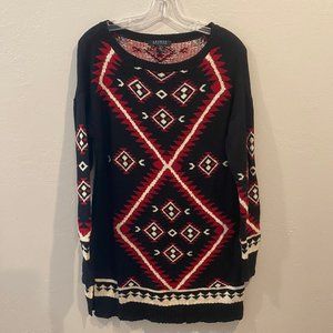 Ralph Lauren Knitted Abstract Sweater Tunic Dress